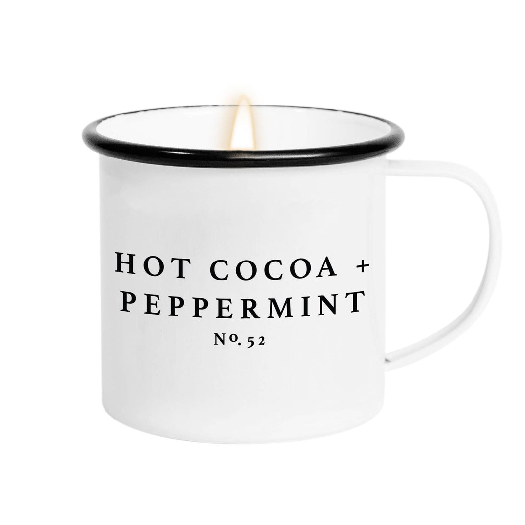 Hot Cocoa and Peppermint Candle - Coffee Mug Candle - 11 oz