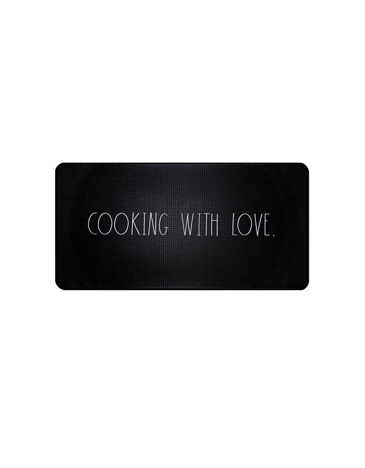 Rae Dunn “Cooking with Love” Anti-Fatigue Black Kitchen Mat