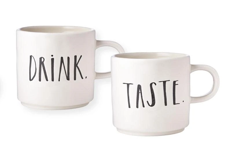 Rae Dunn Stem Print Drink + Taste Mugs