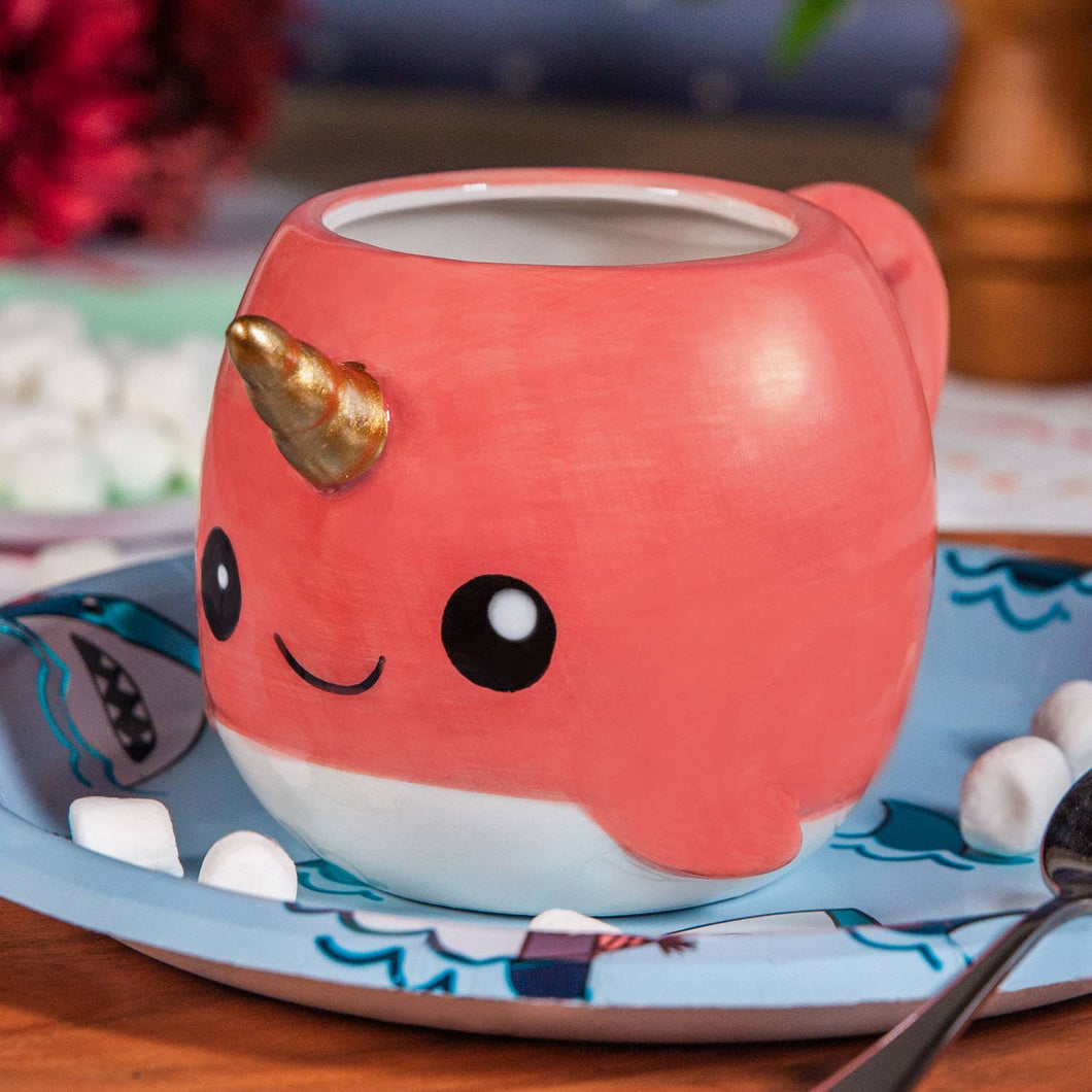 Pink Narwhal 3D Coffee Tea Mugs, 12OZ, Holiday, Decoration