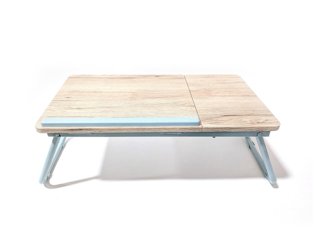 Wooden Work Table with Light Blue Metal - Mint Folding Laptop Lap Desk